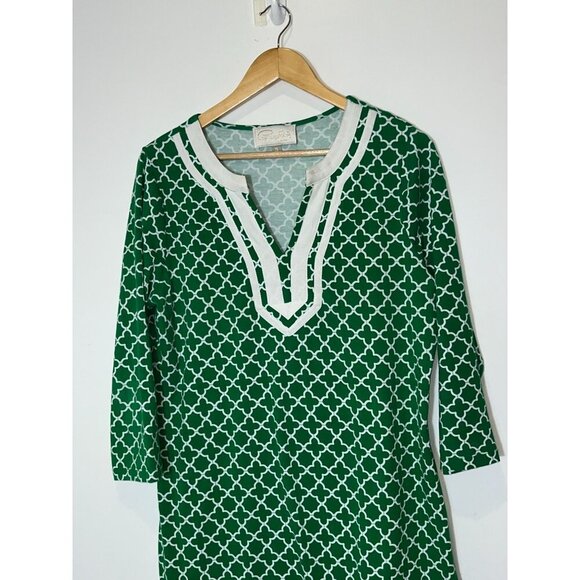 Pappagallo Green Split Neck Summer Shift Dress  Size 10 Womens - Picture 3 of 6